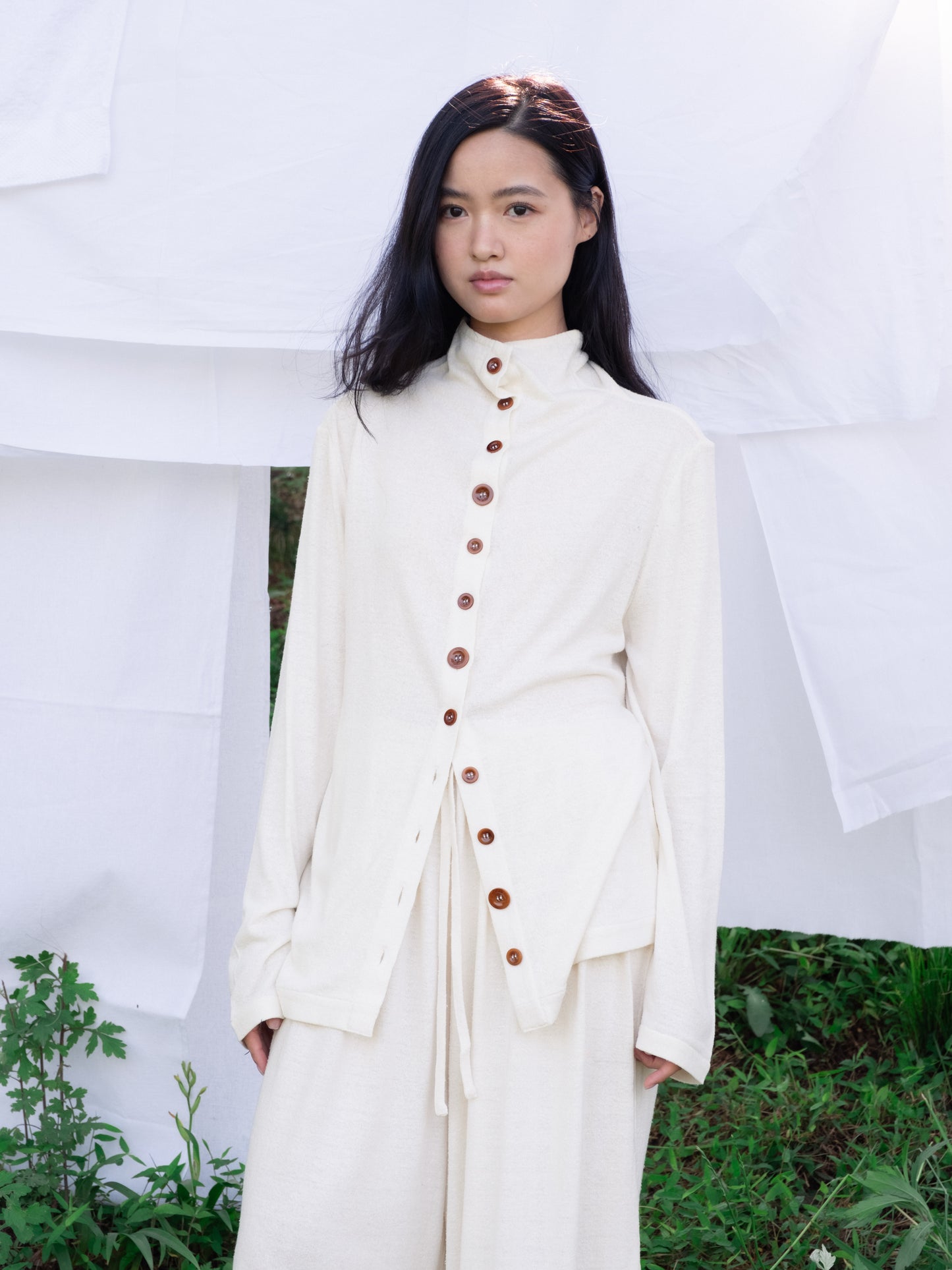 Kernel Cardigan - 100% Silk Noil - Natural White