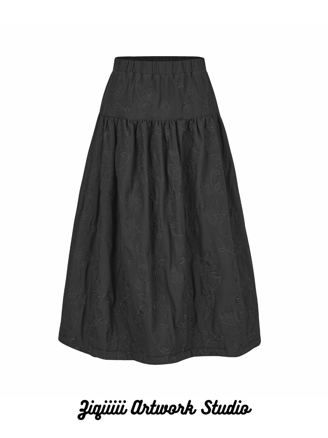 EMBROIDERY-QUILTED DUVET SKIRT- cotton, recycled polyester