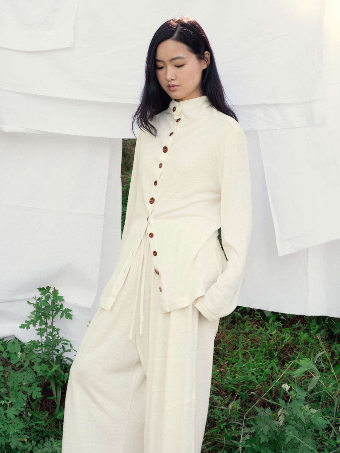 Kernel Cardigan - 100% Silk Noil - Natural White