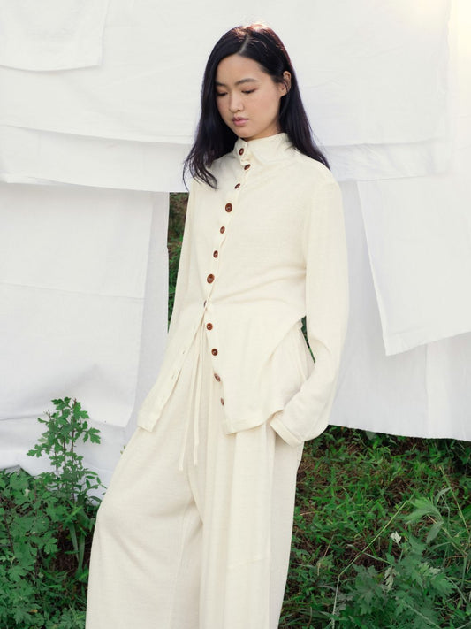 Kernel Cardigan - 100% Silk Noil - Natural White