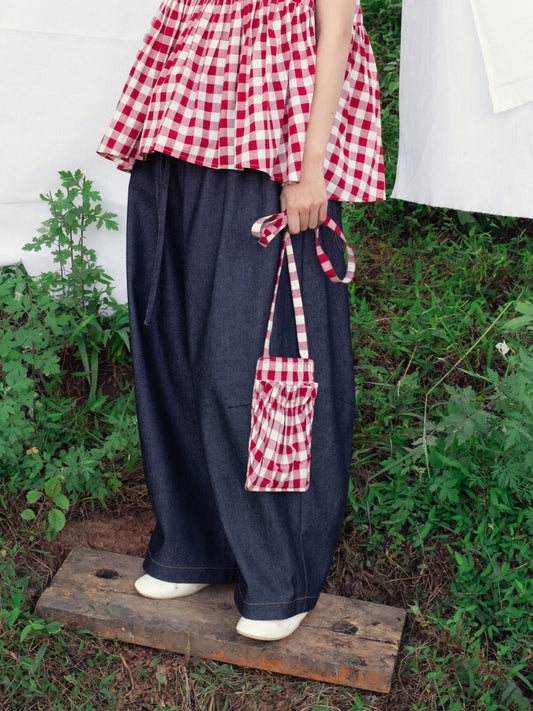 Gingham Accordion Pouch - Cotton&Silk