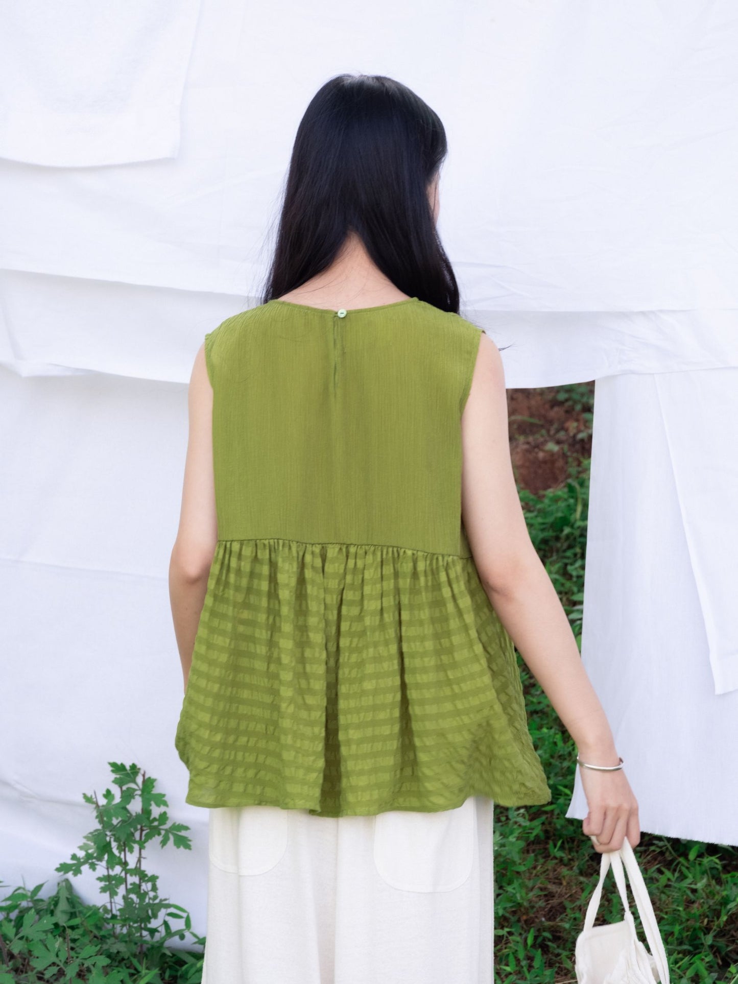 Ripple Gather Top - 100%Organic Silk