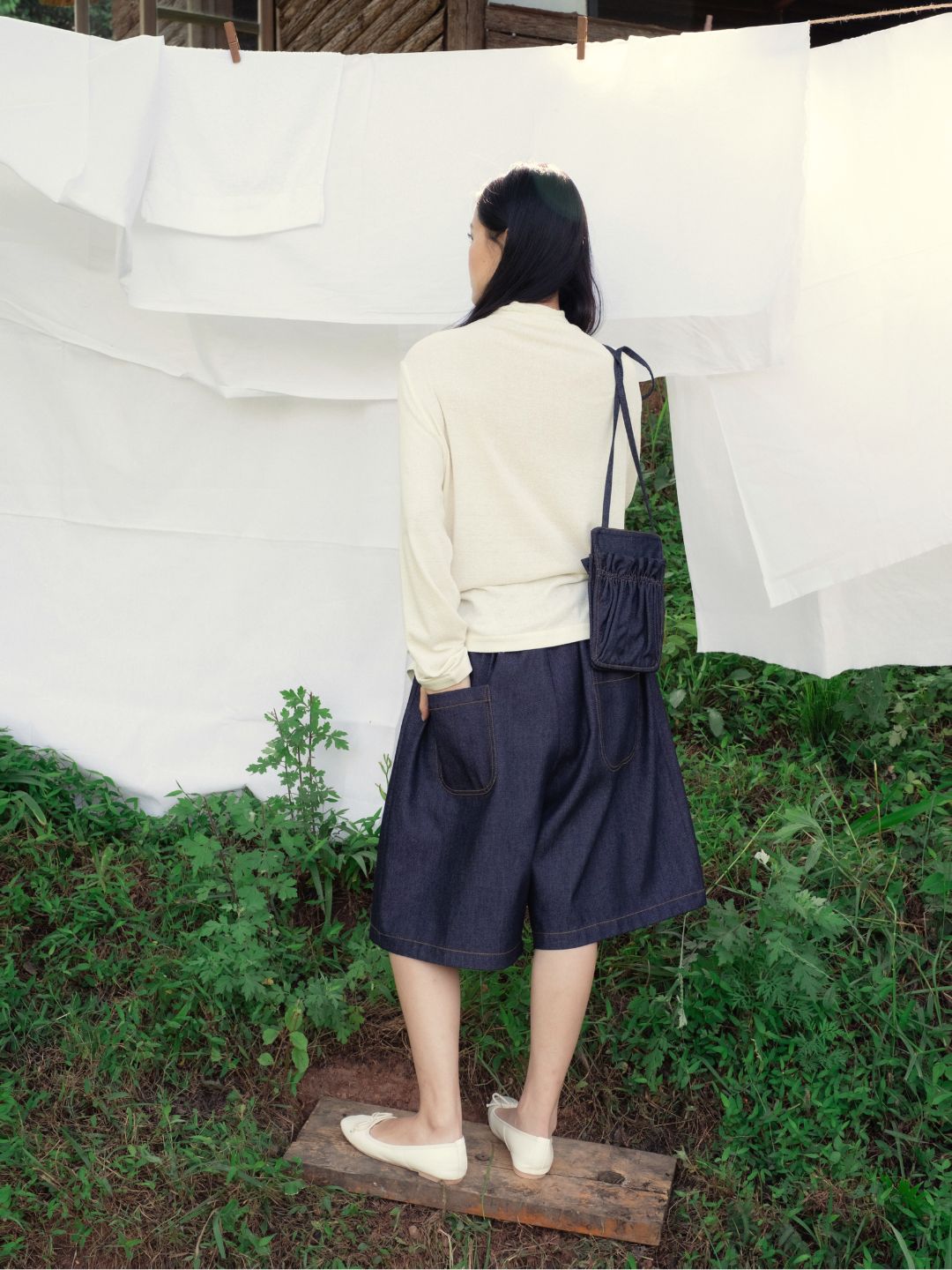 Denim Accordion Pouch - Cotton&Tencel – ZiqiiiiiArtworkStudio