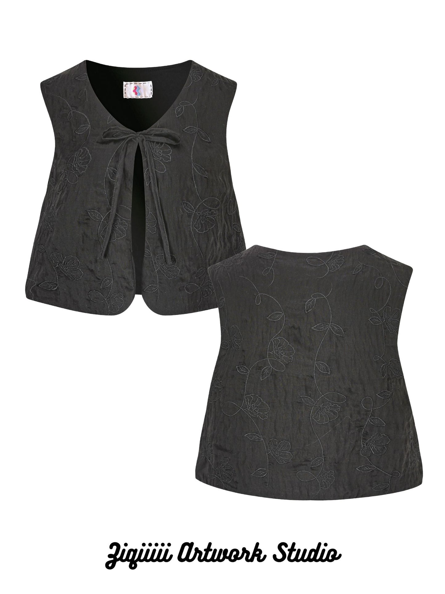 REVERSIBLE EMBROIDERY VEST - lyocell
