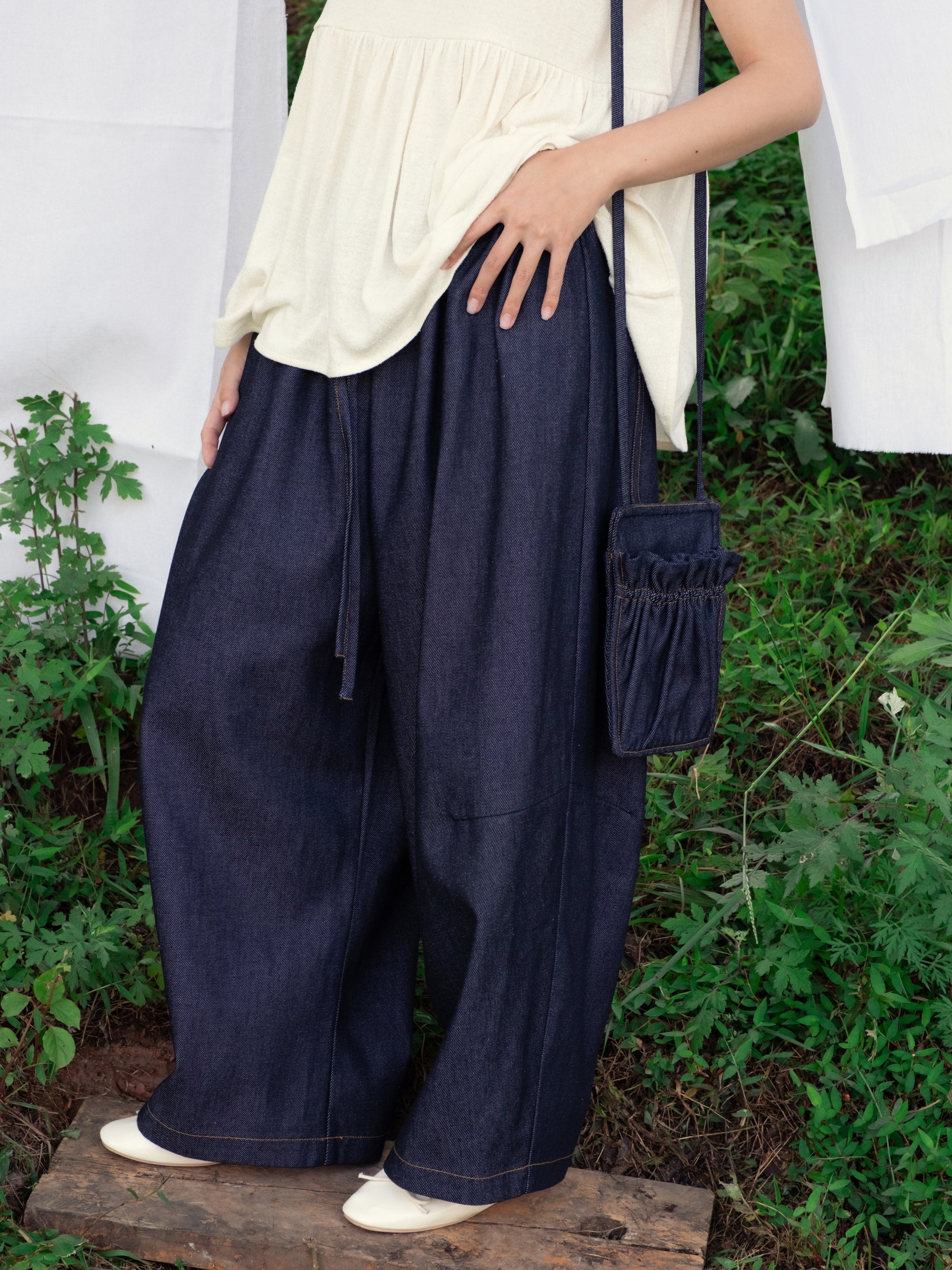 Denim Accordion Pouch - Cotton&Tencel – ZiqiiiiiArtworkStudio
