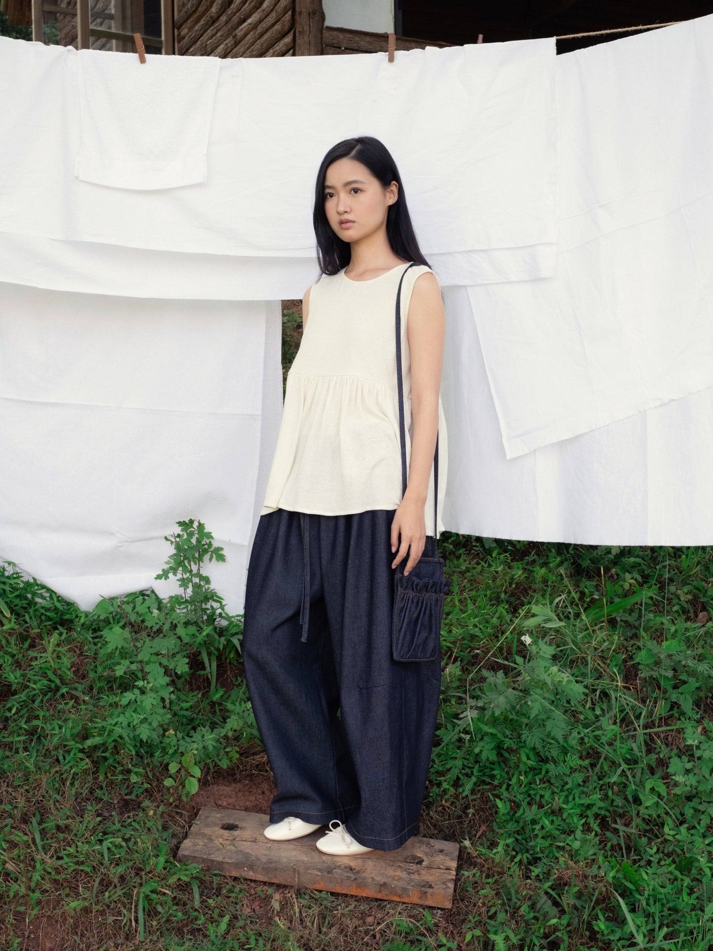 Denim Accordion Pouch - Cotton&Tencel