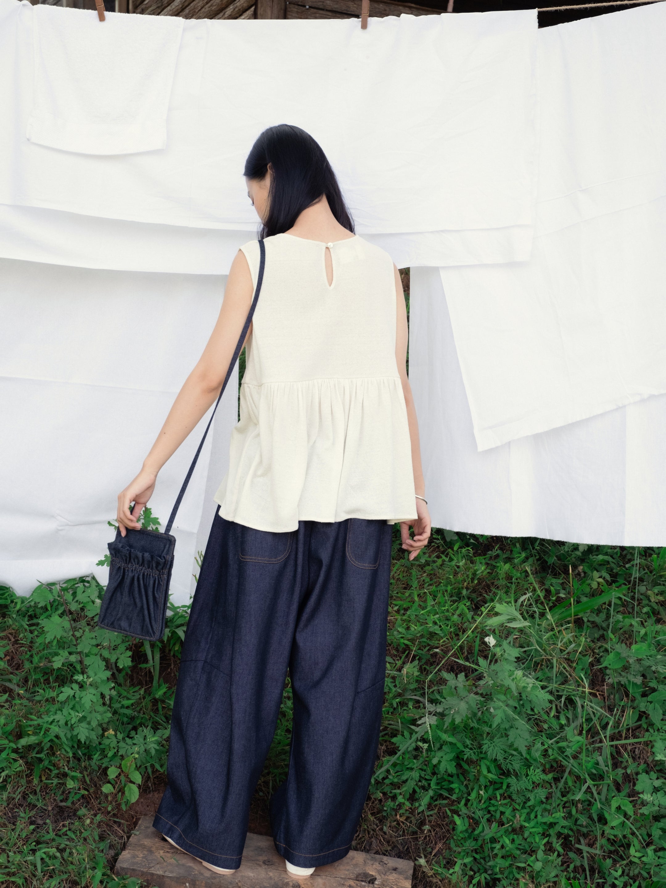 Denim Accordion Pouch - Cotton&Tencel – ZiqiiiiiArtworkStudio