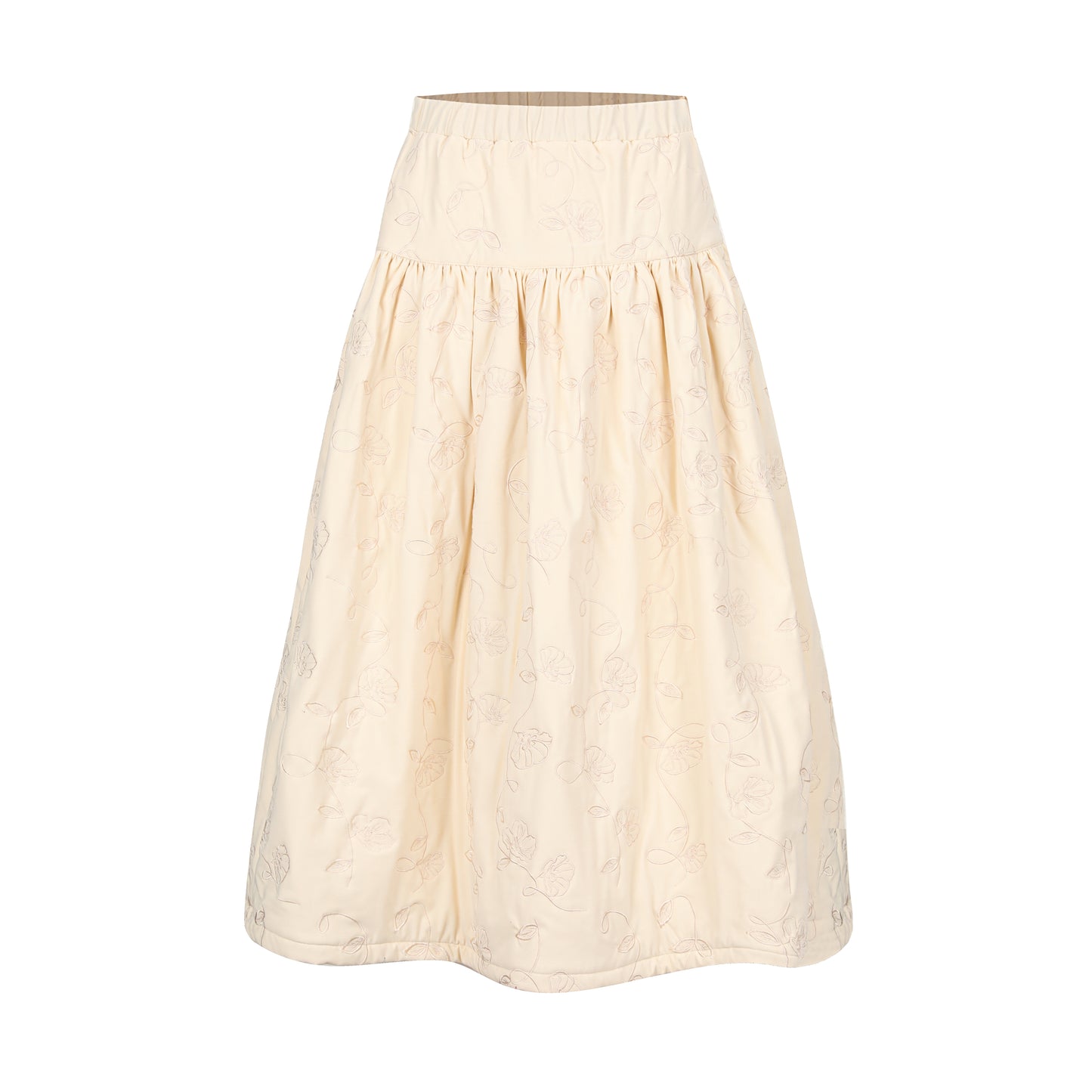 EMBROIDERY-QUILTED DUVET SKIRT- cotton, recycled polyester