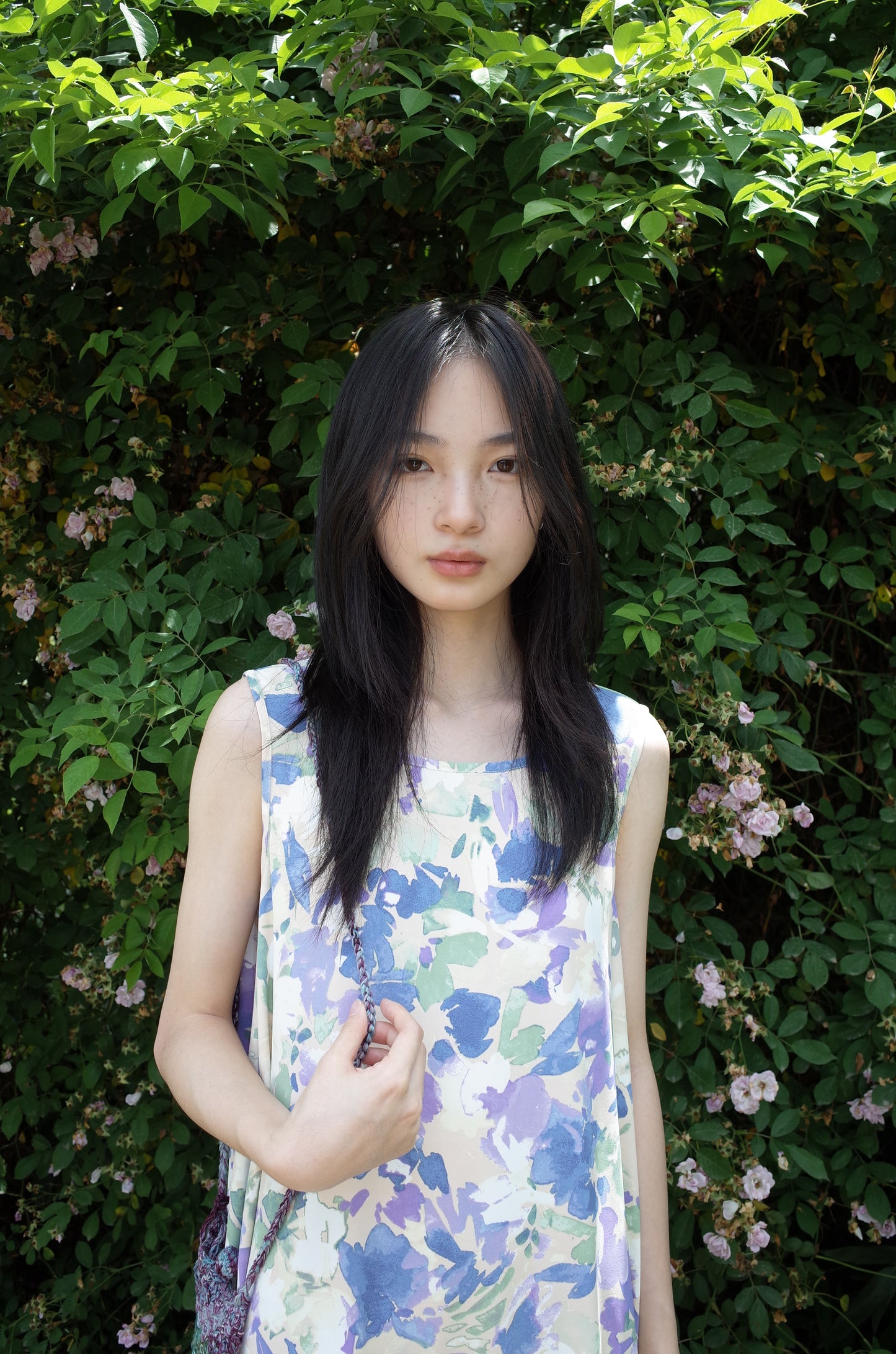 SLEEVELESS OPEN-BACK PAPILLON-PRINT DRESS - recycled polyester